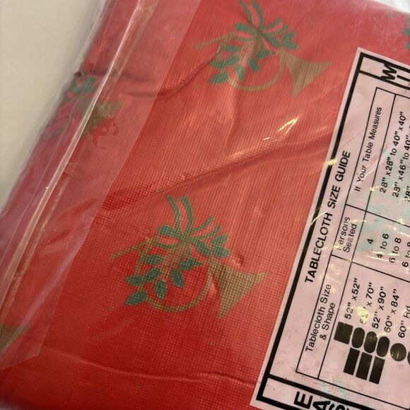 Vintage Holiday Christmas Vinyl Tablecloth Flannel Back 60”X84” Oblong New X-Mas - Picture 6 of 11